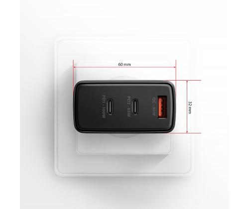 MOBIILI LATURI SEINÄ USB 100W/GAN 3PORT ACU-DPQ100 AXAGON