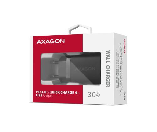 MOBIILILATURI SEINÄ USB-C 30W/1PORTTI MUSTA ACU-PD30 AXAGON