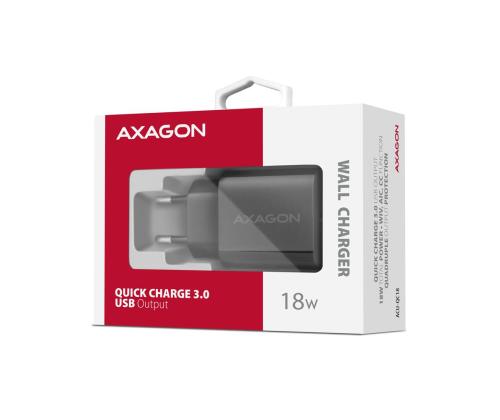 MOBIILI LATURI SEINÄ USB 18W/1PORT MUSTA ACU-QC18 AXAGON