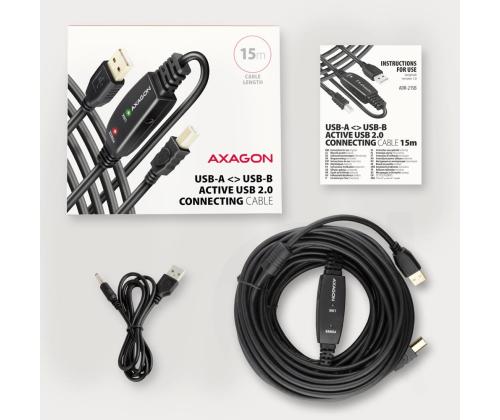 KAAPELI USB2.0 A-M/B-M AKTIIVINEN/15M ADR-215B AXAGON