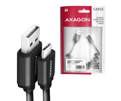 KAAPELI USB-C JA USB2.0 0.6M/TWISTER BLK BUCM-AM10TB AXAGON