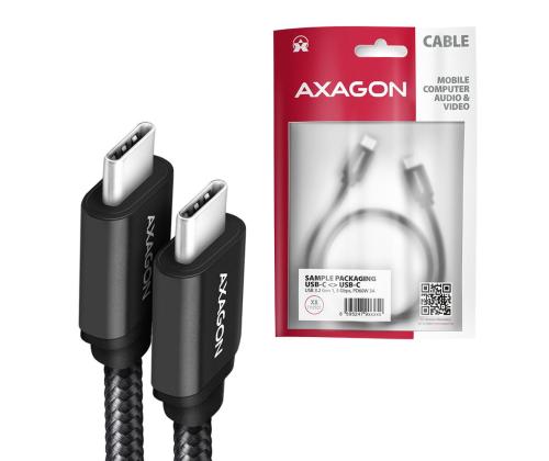 KAAPELI USB-C-USB-C 1M 60W/HQ MUSTA BUCM-CM10AB AXAGON