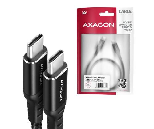 KAAPELI USB-C USB-C 1.5M 60W/HQ MUSTA BUCM-CM15AB AXAGON