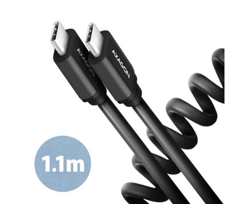 KAAPELI USB-C USB-C 1.1M 60W/TWISTER BLK BUCM-CM20TB AXAGON