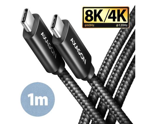 KAAPELI USB-C USB-C 1M 100W/8K MUSTA BUCM432-CM10AB AXAGON