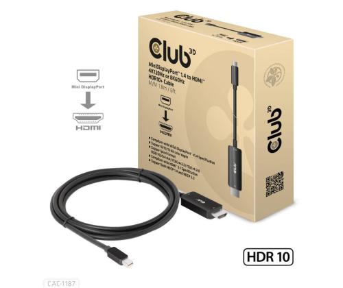 KAAPELI MINIDP JA HDMI 1.8M/M/M CAC-1187 CLUB3D