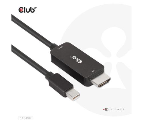 KAAPELI MINIDP JA HDMI 1.8M/M/M CAC-1187 CLUB3D