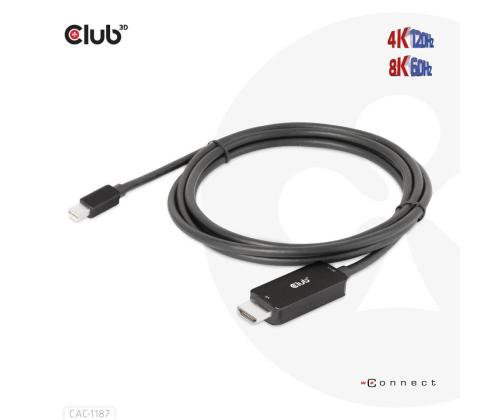 KAAPELI MINIDP JA HDMI 1.8M/M/M CAC-1187 CLUB3D