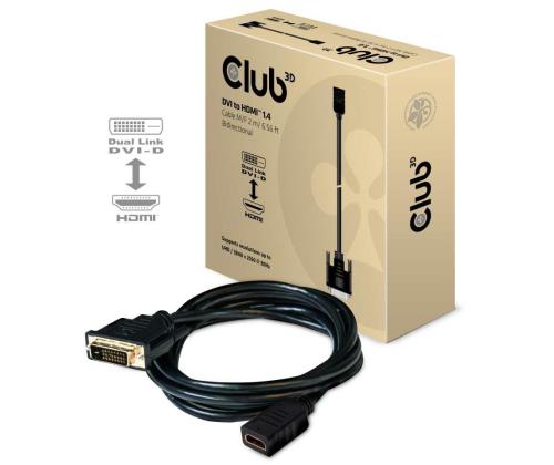 KAAPELI DVI-D HDMI 2M/M/F CAC-1211 CLUB3D