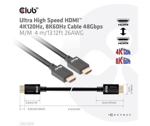 KAAPELI HDMI HDMI 4M/M/M CAC-1374 CLUB3D