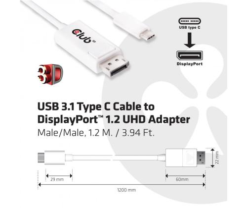 KAAPELI USB-C JA DP 1.2M/M/M CAC-1517 CLUB3D