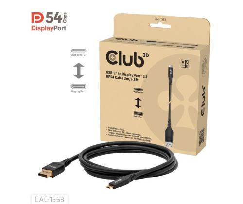 KAAPELI USB-C JA DP 2M/M/M CAC-1563 CLUB3D