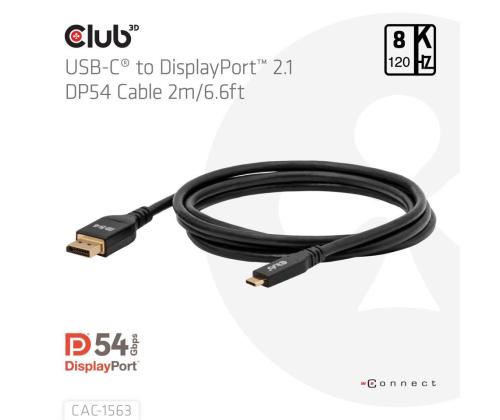 KAAPELI USB-C JA DP 2M/M/M CAC-1563 CLUB3D