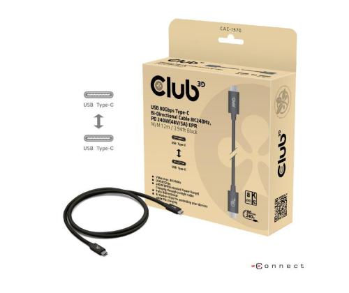 KAAPELI USB-C USB-C 1.2M/MUSTA CAC-1570 CLUB3D