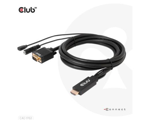 KAAPELI HDMI VGA 2M/M/M CAC-1712 CLUB3D