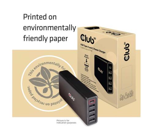 MOBIILILATURI SEINÄ 5P + KAAPELI/USB 111W CAC-1903EU CLUB3D