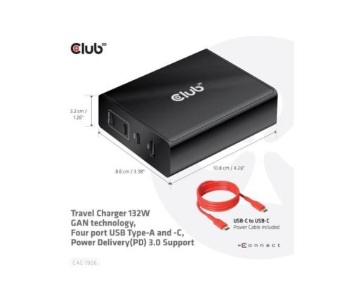 MOBIILI MATKALATURI USB-C/132W GAN CAC-1906 CLUB3D