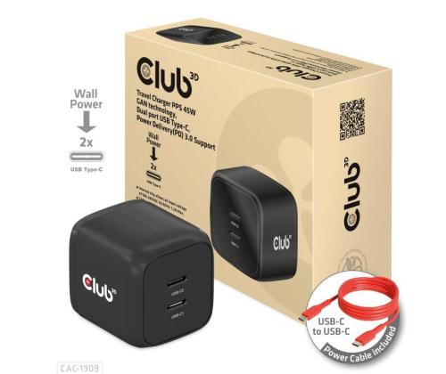MOBIILILATURI SEINÄ USB-C DUAL/45W CAC-1909EU CLUB3D