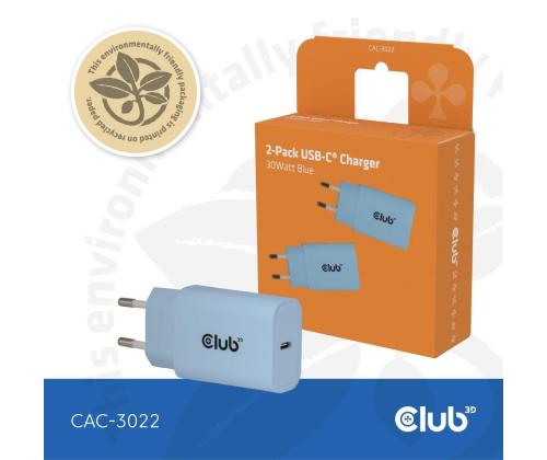 MOBIILILATURI SEINÄ USB-C/2PACK 30W SININEN CAC-3022 CLUB3D