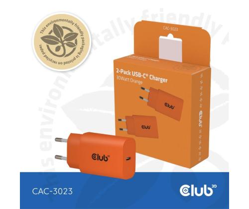 MOBIILILATURI SEINÄ USB-C/2KPL 30W ORANSSI CAC-3023 CLUB3D