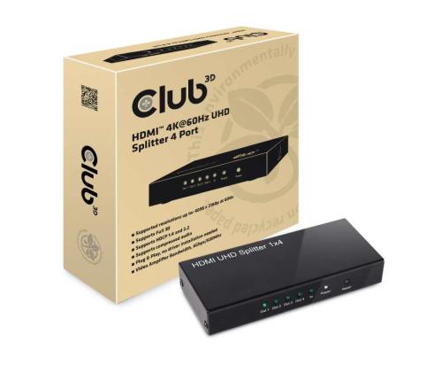 I/O VIDEO SPLITTER HDMI 4PORT/4K60HZ 2.0 UHD CSV-1380 CLUB3D