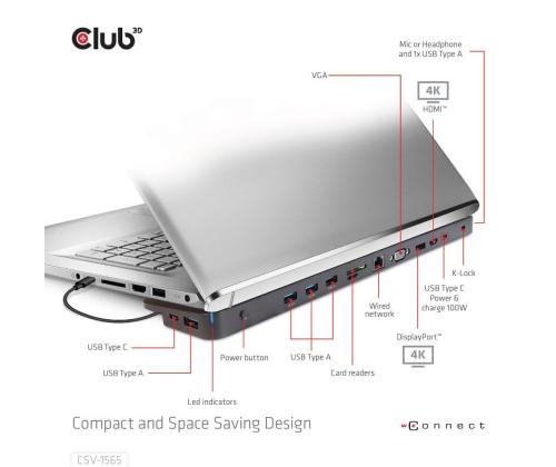 NB ACC TELAKOINTIASEMA/USB-C 100W CSV-1565 CLUB3D