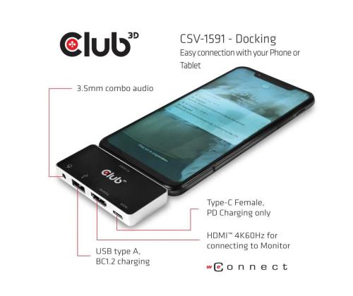 I/O HUB 4IN1 USB-C HDMI/100W CSV-1591 CLUB3D