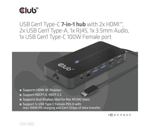 I/O HUB 7IN1 USB-C/100W CSV-1595 CLUB3D