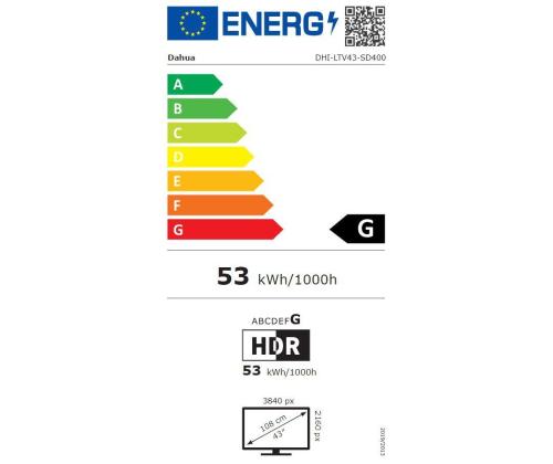 Televisio DAHUA 43" 4K/Smart 3840x2160 Langaton LAN Bluetooth Android TV Musta DHI-LTV43-SD400
