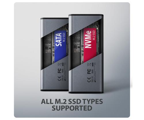 SSD ACC KOTELO M.2 NVME/SATA USB3.2 EEM2-SD2 AXAGON