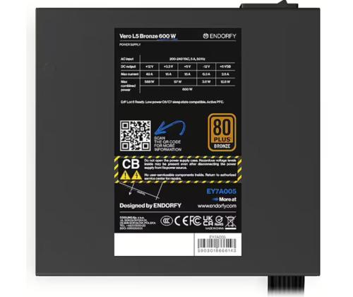 KOTELO PSU ATX 600W/VERO L5 PRONSSI EY7A005 ENDORFY ENDORFY