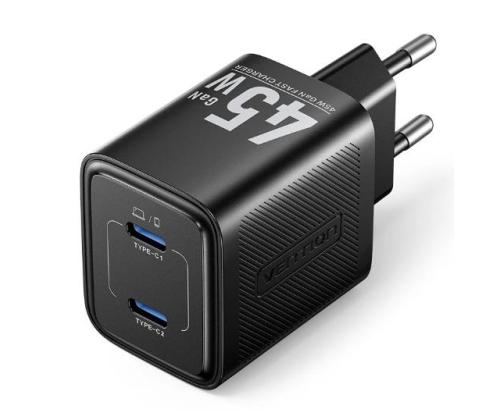 MOBIILILATURI SEINÄ 45W USB-C/2P MUSTA FEFB0-EU VENTION