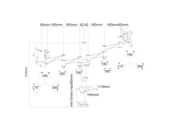 Televisiovastaanottimen ACC TYÖPÖYTÄKIINNIKE 10-24"/FPMA-D1330DSILVER NEOMOUNTS