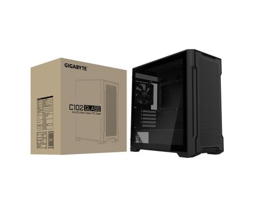 Kotelo GIGABYTE GB-C102G MidiTower Case tuotteen ominaisuudet Läpinäkyvä paneeli Ei sisälly MicroATX...