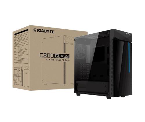 Kotelo GIGABYTE C200 GLASS MidiTower Ei sisälly ATX MicroATX MiniITX Väri Musta GB-C200G
