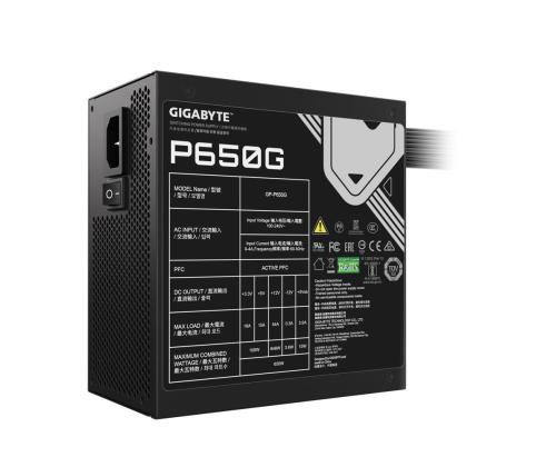 Virtalähde GIGABYTE 650 wattia Tehokkuus 80 PLUS GOLD PFC Aktiivinen MTBF 100000 tuntia GP-P650G