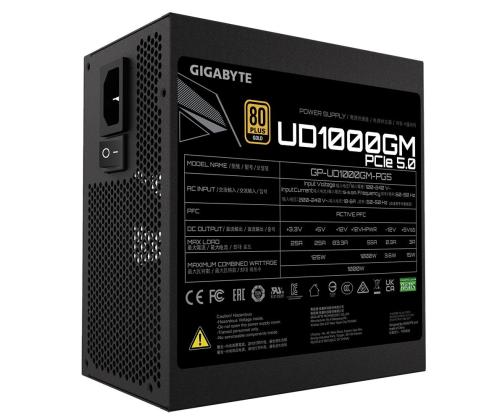 Virtalähde GIGABYTE 1000 Watts Tehokkuus 80 PLUS GOLD PFC Active MTBF 100000 tuntia GP-UD1000GMPG5