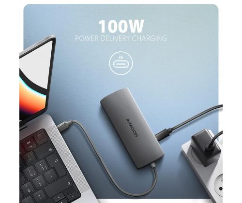 I/O HUB USB-C 9IN1 5GBPS/0.2M HMC-8HLSA AXAGON