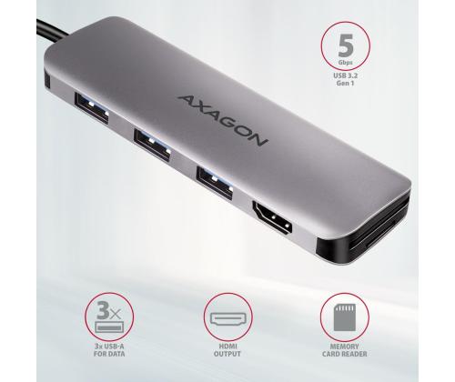 I/O HUB USB-C 5IN1/0.2M HMC-HCR3A AXAGON