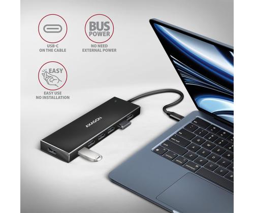 I/O-KESKITIN USB-C 7-PORTTINEN LITTEÄ/0.3M HUE-F7C AXAGON