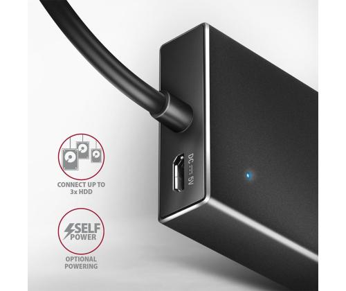 I/O-KESKITIN USB-C 7-PORTTINEN LITTEÄ/0.3M HUE-F7C AXAGON