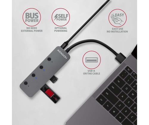I/O USB-KESKITIN 4PORTTI/0.2M HUE-MSA AXAGON