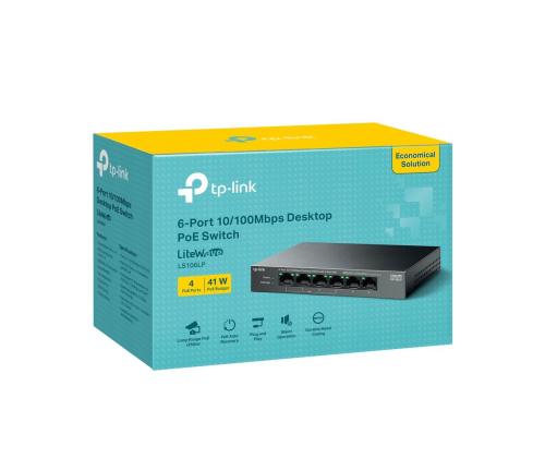 Kytkin TP-LINK LS106LP Työpöytä/jalusta 6x10Base-T / 100Base-TX PoE-portit 4 LS106LP