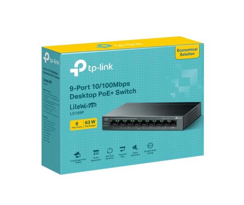 Kytkin TP-LINK LS109P Pöytä-/jalusta 9x10Base-T/100Base-TX PoE+ portit 8 LS109P