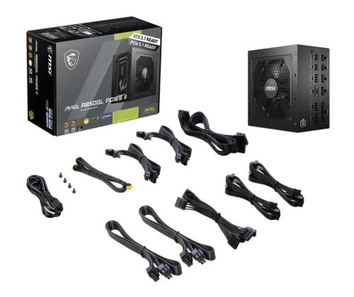 Virtalähde MSI MAG A850GL PCIE5 II 850 wattia tehokkuus 80 PLUS GOLD PFC Active MAGA850GLPCIE5II