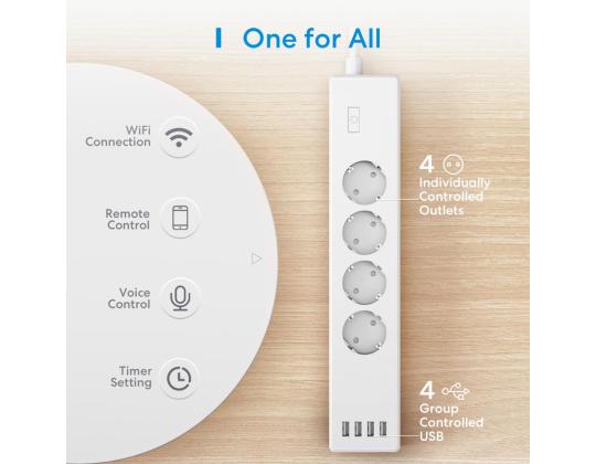 SMART HOME POWER STRIP WRL EU/4AC + 4USB MSS425FHK MEROSS