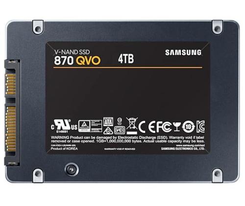 SSD Samsung 870 QVO 4TB SATA 3.0 kirjoitusnopeus 530 Mt/s Lukunopeus 560 Mt/s 2.5" TBW.