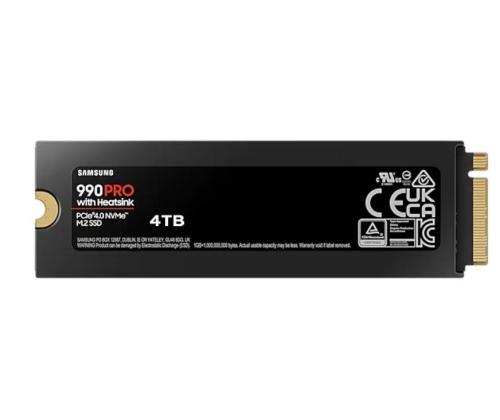 SSD SAMSUNG 990 PRO jäähdytyslevyllä 4TB M.2 PCIe Gen4 NVMe TLC Kirjoitusnopeus 6900 MBytes/sec Lue...