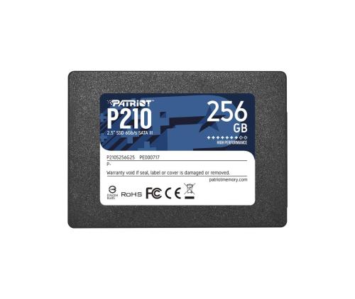SSD PATRIOT P210 256 Gt SATA 3.0 kirjoitusnopeus 400 Mt/s Lukunopeus 500 Mt/s 2.5" TBW