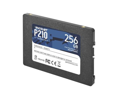 SSD PATRIOT P210 256 Gt SATA 3.0 kirjoitusnopeus 400 Mt/s Lukunopeus 500 Mt/s 2.5" TBW